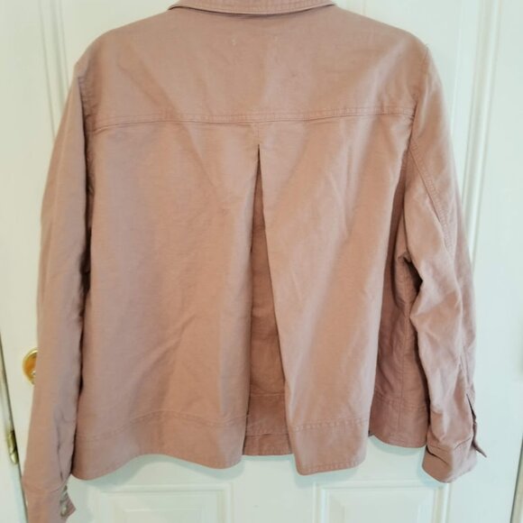 LOFT | Pink Linen Cargo Utility Chore Jacket, Size Medium - Picture 4 of 9